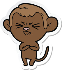 sticker of a cartoon annoyed monkey