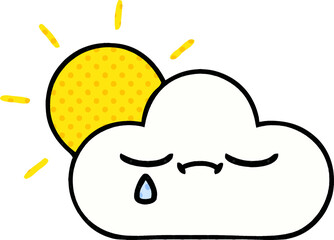 comic book style cartoon of a sunshine and cloud