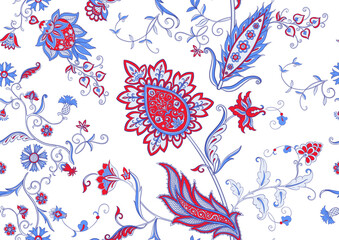 Traditional eastern classical luxury old fashioned floral ornament. Seamless pattern, background. Vector illustration.