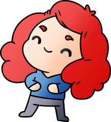 gradient cartoon illustration of a cute kawaii girl