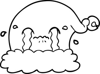 cartoon christmas santa hat crying