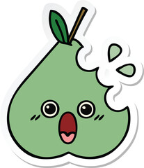 sticker of a cute cartoon green pear