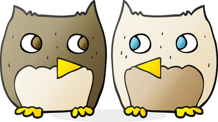 freehand drawn cute cartoon owls
