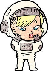 cartoon astronaut woman