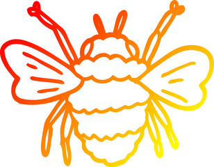 warm gradient line drawing of a cartoon bumble bee