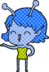 cartoon alien girl laughing