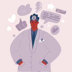 Vector illustration of doctor talk to patient cartoon character design