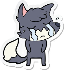 sticker of a crying fox cartoon