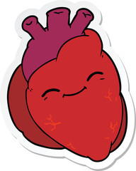 sticker of a cartoon happy heart