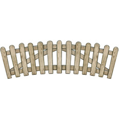 Watercolor hand drawn wooden fence