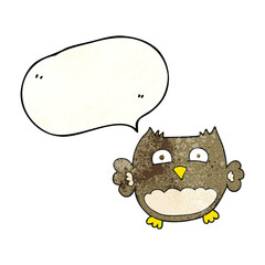freehand speech bubble textured cartoon owl