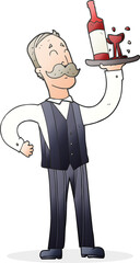 freehand drawn cartoon waiter