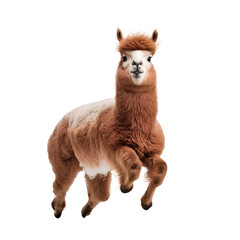 alpaca jumping isolated on white background