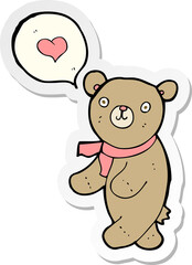 sticker of a cartoon bear in love