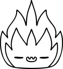line doodle of a cute flame demon