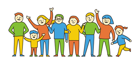 Vector illustration of several family-like human characters