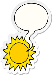 cartoon sun with speech bubble sticker