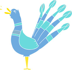 flat color style cartoon peacock