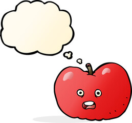 cartoon apple with thought bubble