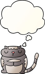 cute cartoon cat with thought bubble in smooth gradient style