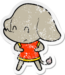 distressed sticker of a cute cartoon elephant
