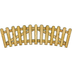 Watercolor hand drawn wooden fence