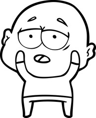 cartoon tired bald man