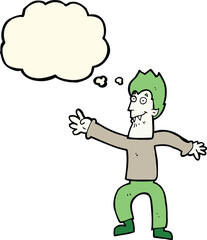 cartoon vampire with thought bubble