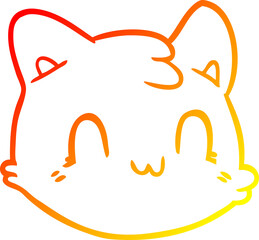 warm gradient line drawing of a cartoon cat face
