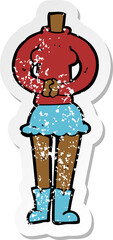 retro distressed sticker of a cartoon female body