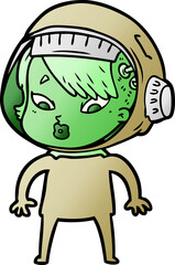 cartoon astronaut woman