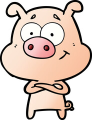 happy cartoon pig
