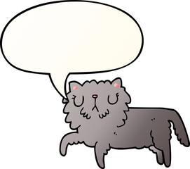 cartoon cat with speech bubble in smooth gradient style