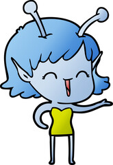 cartoon alien girl laughing