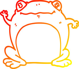 warm gradient line drawing of a cartoon frog