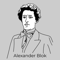 Alexander Blok - Russian poet of the Silver Age, writer, publicist, playwright, translator, literary critic. Vector. - obrazy, fototapety, plakaty