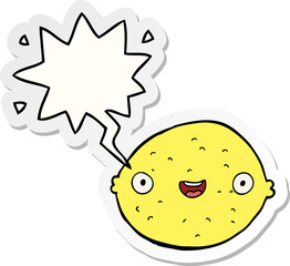 cartoon lemon with speech bubble sticker