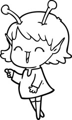 cartoon alien girl laughing