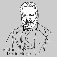 Victor Marie Hugo was a French writer, one of the main figures of French Romanticism, a political and public figure. Vector - obrazy, fototapety, plakaty