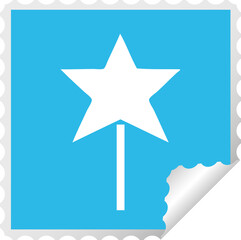 square peeling sticker cartoon of a star wand