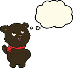 cartoon cute black bear cub with thought bubble