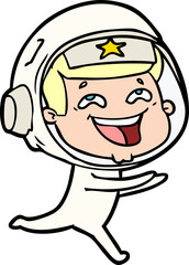 Obraz premium cartoon laughing astronaut