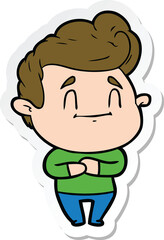 sticker of a happy cartoon man