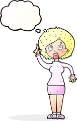 cartoon woman with idea with thought bubble