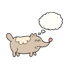 freehand drawn thought bubble cartoon small fat dog