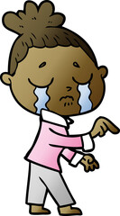 cartoon crying woman pointing