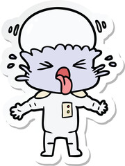 sticker of a weird cartoon alien