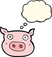 cartoon pig face with thought bubble