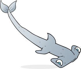 freehand drawn cartoon hammerhead shark