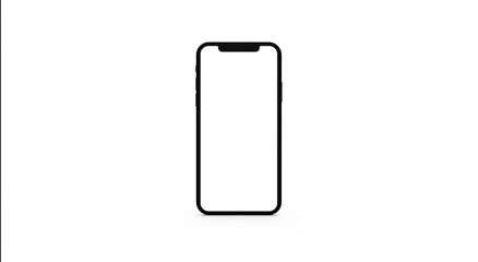 modern cell phone with white screen on white background